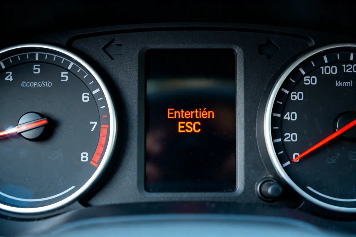 Tableau de bord affichant entretien ESC Opel Corsa avec voyants et compteurs visibles
