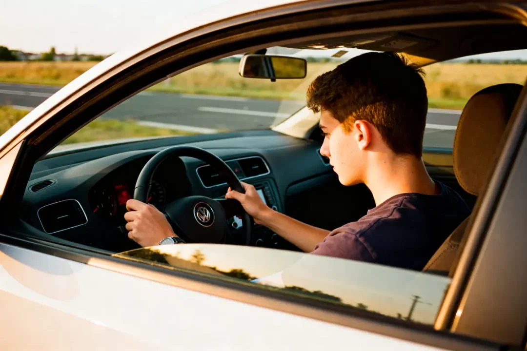 Jeune homme dans une voiture se demandant peut-on passer le permis à 17 ans sans conduite accompagnée