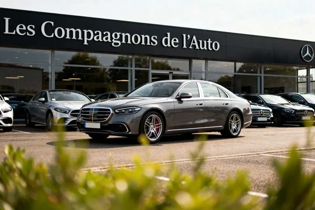 Concession de voitures de luxe chez les Compagnons de l’Auto avec Mercedes exposées