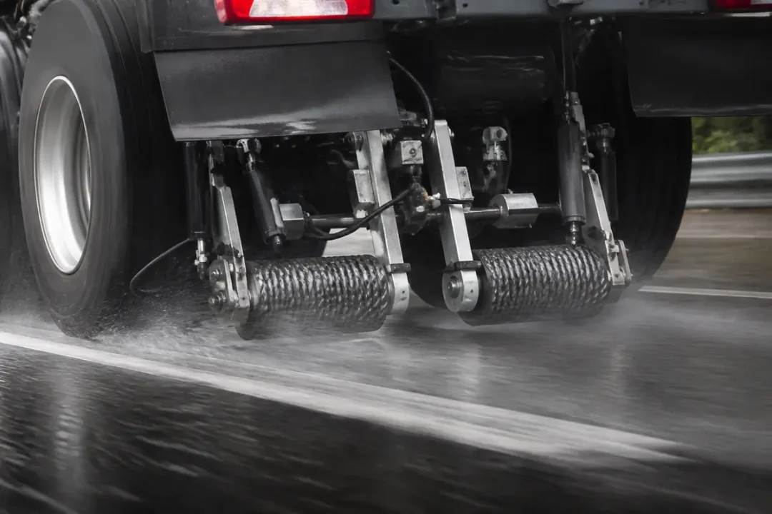 Camion testant adhérence routière sous la réglementation anti-dérapage pour sécurité optimale.